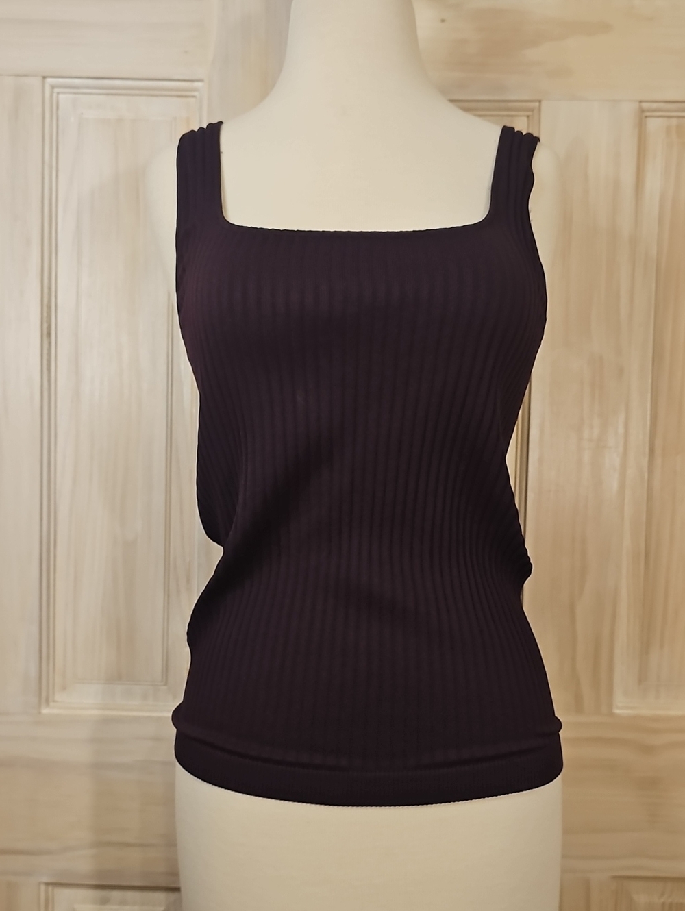 NWT Victoria Secrets Square Neck Ribbed Tank Top - Plum In Size XXL